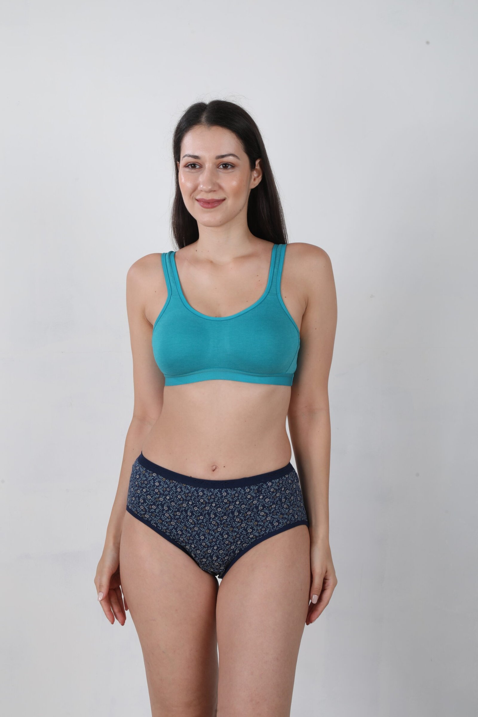 Navy Cotton Hipster Panty - Mid Rise Brief