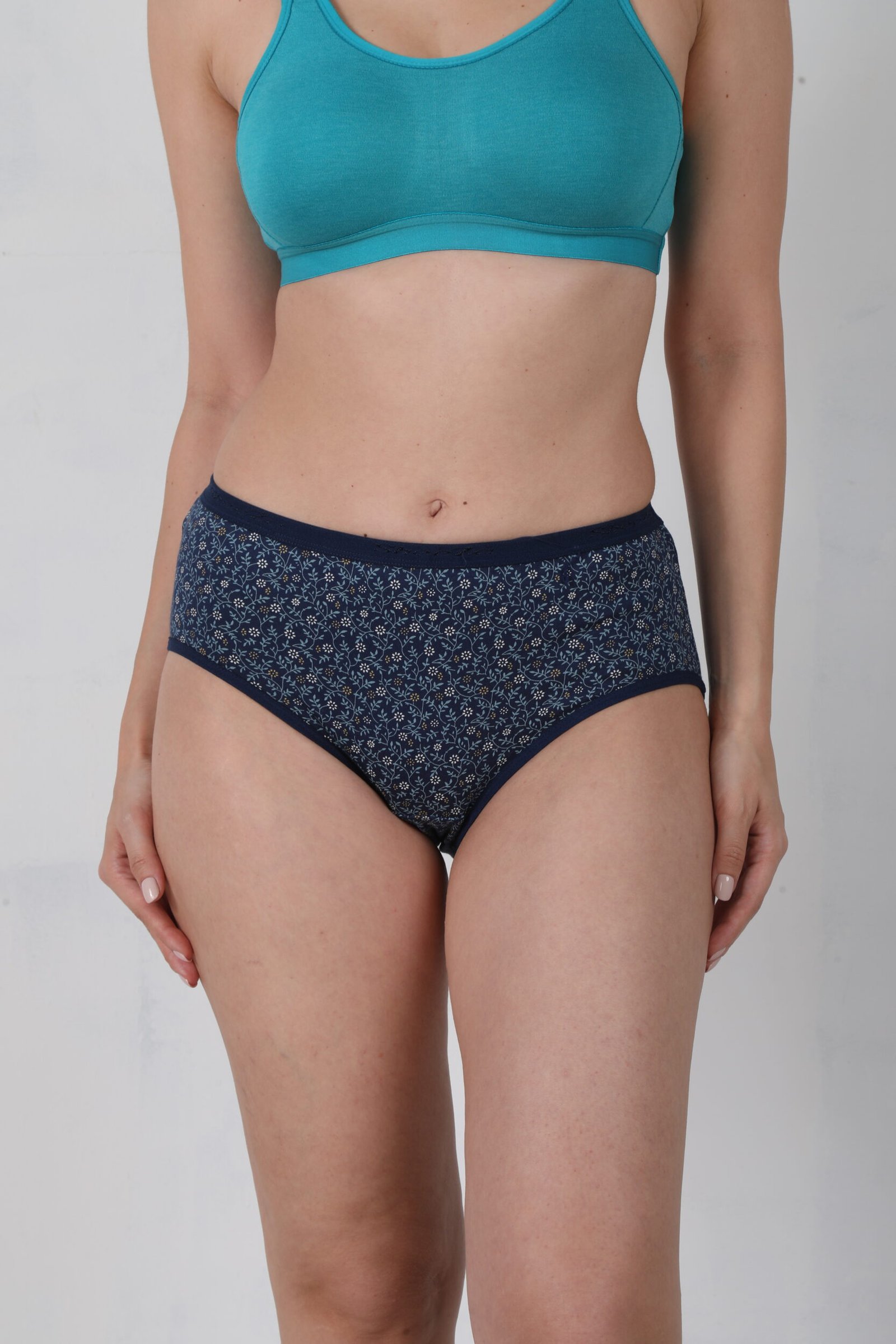 Navy Cotton Hipster Panty - Mid Rise Brief